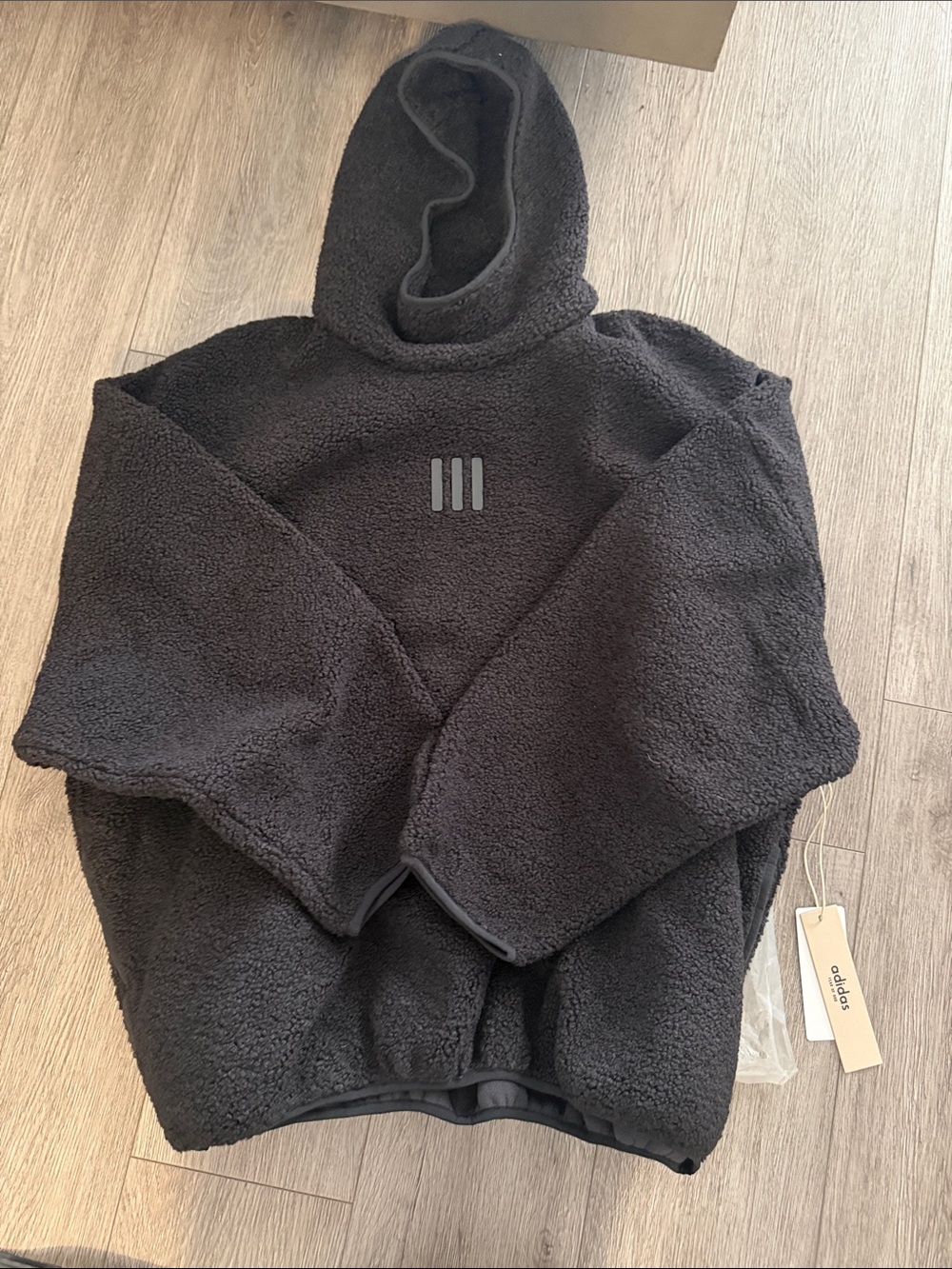 adidas Men's Black Sherpa Turtleneck Hoodie Sweater